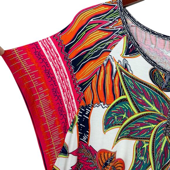 New Soft Surroundings Tigerwood Placed Print Tunic Top Floral Shirt Women's XL - Picture 4 of 9